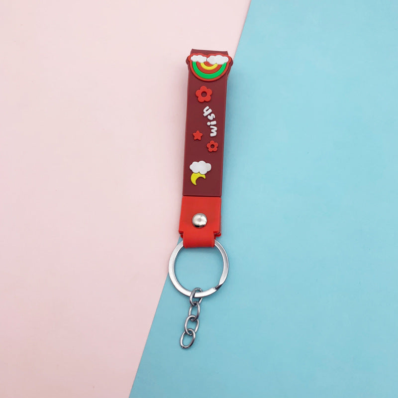 Wholesale Soft Rubber Rainbow Lanyard Keychains